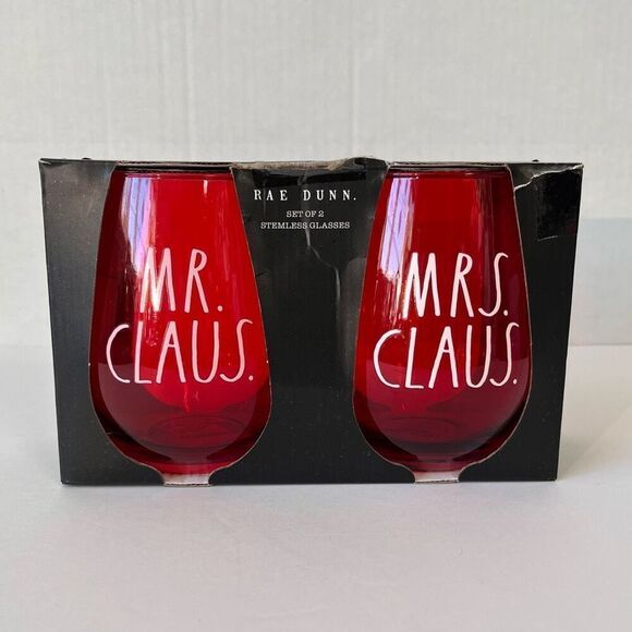 Rae Dunn Stemless Christmas Glasses  New On Box - Picture 1 of 4